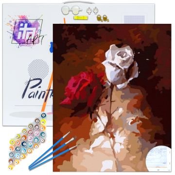 Pictura pe numere – Trandafir alb, 40x50cm