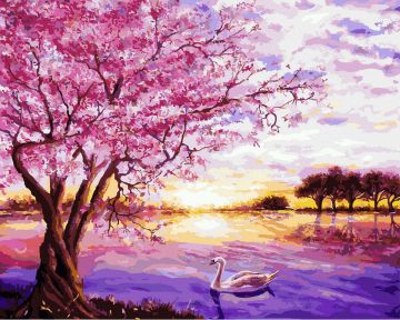 Pictura pe numere – Primavara lebedelor, 40x50cm