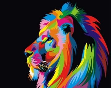 Pictura pe numere -  Arta pop profil de leu,40x50cm
