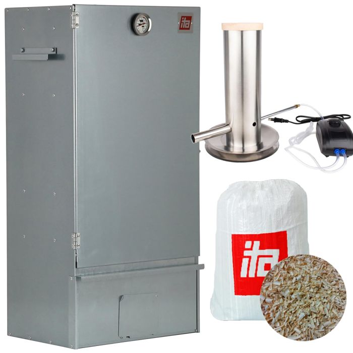 Set Afumătoare pentru carne din tablă zincată + Generator de fum pentru afumare la rece + Rumeguș pentru afumare