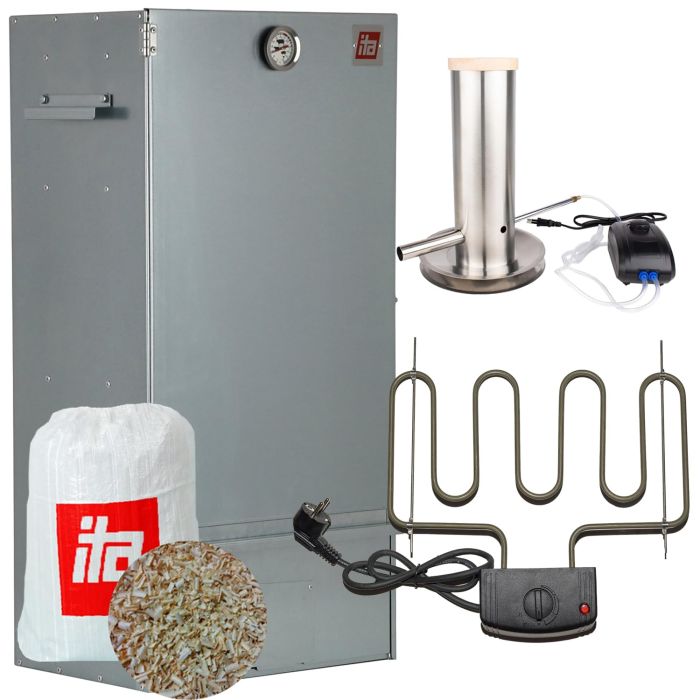 Set Afumătoare pentru carne din tablă zincată + Element de încălzire + Generator de fum pentru afumare la rece + Rumeguș pentru afumare