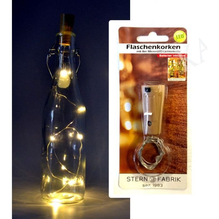 Dop decorativ pentru sticla cu 8 buc. luminite LED, pe sarma