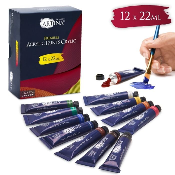 Set culori acrilice Artina Crylic 12 x 22 ml