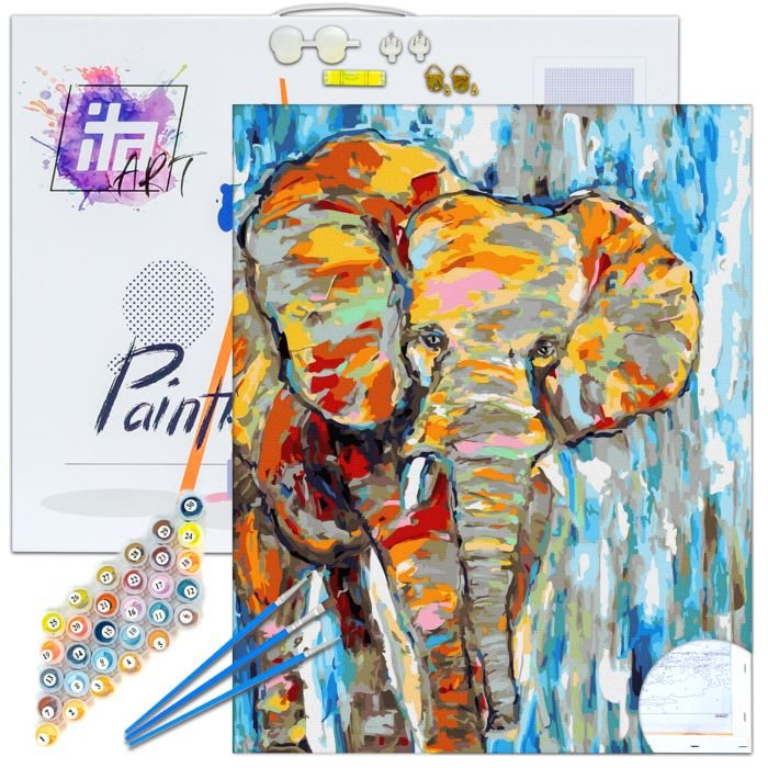 Pictura pe numere  - Elefant colorat, 40x50cm